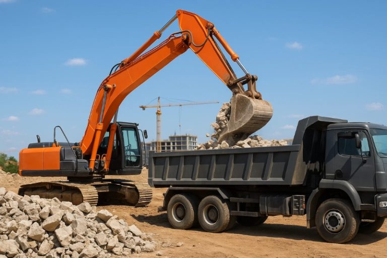 Phế thải xây dựng được thu dọn gọn gàng, chuẩn bị vận chuyển - Dịch vụ trọn gói của Ngọc Tuyến.