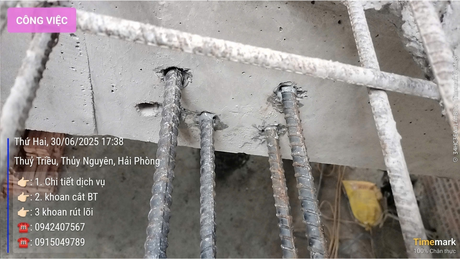 Hình ảnh thi công khoan cấy thép quy mô lớn để gia cố móng tại công trình thực tế ở Hải Phòng.